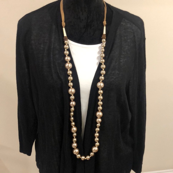 Chico’s NWT Isabel long single strand faux gold beaded necklace - Picture 2 of 7